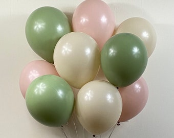Sweet Baby Girl Baby Shower Decorations/11 Inch Balloons/Sage Green Balloons/Rustic Floral Baby Shower/It's a Girl/Blush Pink Floral