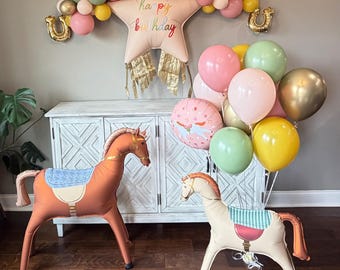 Floral Horse Birthday Party Decorations, Gallop on Over Cowgirl or Rodeo Birthday Balloons, Equestrian Party