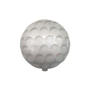 Puede incluir: Un globo inflable redondo y blanco dise&ntilde;ado para parecerse a una pelota de golf. La superficie presenta un patr&oacute;n repetitivo de hendiduras circulares, imitando la textura con hoyuelos de una pelota de golf est&aacute;ndar, con una peque&ntilde;a v&aacute;lvula visible abajo.