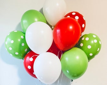 Globos para fiestas navideñas / Globos de baby shower navideños / Decoraciones para fiestas navideñas / Globos de 11 pulgadas / Globos de látex / Globos de látex / Lunares