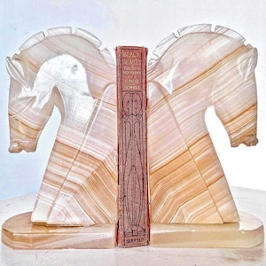 Vintage Onyx Horse Bookends, book accessories, home decor, home living