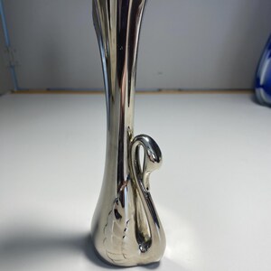 Vintage Silver Swan Art Deco Vase, Silver plated fluted Bud Vase ,Home Decor , Flower Vase Not Polished I will leave that up to the buyer image 3