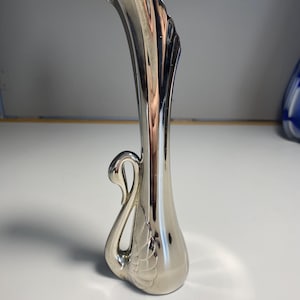 Vintage Silver Swan Art Deco Vase, Silver plated fluted Bud Vase ,Home Decor , Flower Vase Not Polished I will leave that up to the buyer image 1