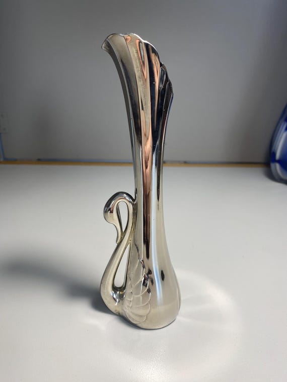 Vintage Silver Swan Art Deco Vase, Silver plated fluted Bud Vase ,Home Decor , Flower Vase   Not Polished I will leave that up to the buyer