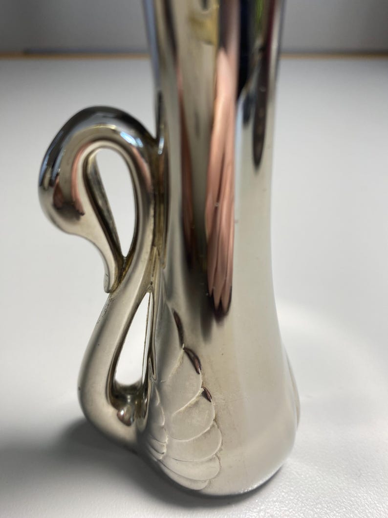 Vintage Silver Swan Art Deco Vase, Silver plated fluted Bud Vase ,Home Decor , Flower Vase Not Polished I will leave that up to the buyer image 2
