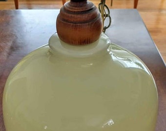 Vintage 1960&#39;s &quot;Milk Glass and Apple Blossoms&quot; Pendant Lamp