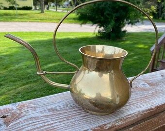 Vintage Mid - Century brass watering can,