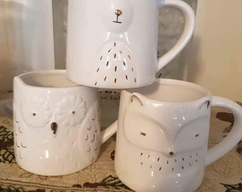 One Vintage Woodland Animal Mug, coffee mug , one Fox ,Bear or Owl
