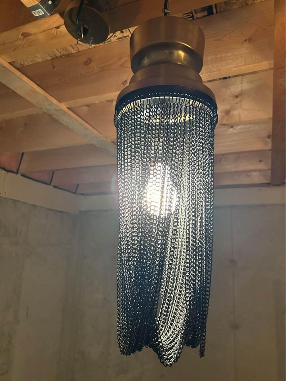 Light Fixture/ Chain Chandelier in Gold & Black Unique and Striking