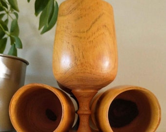 4  Handmade Wood Turned Wine Goblets (6oz)