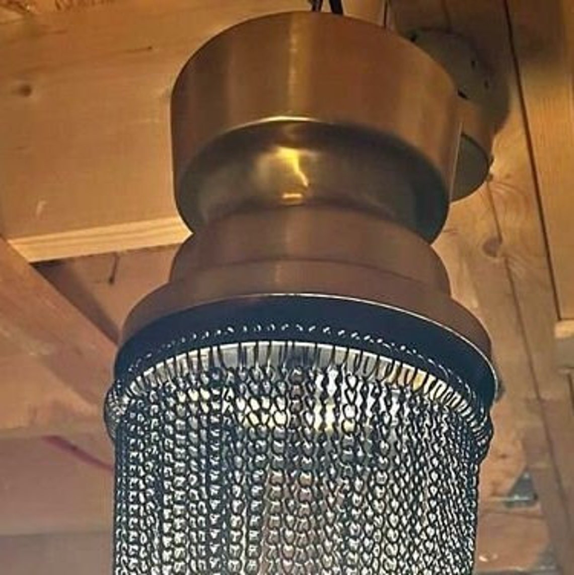 Light Fixture/ Chain Chandelier in Gold & Black Unique and Striking