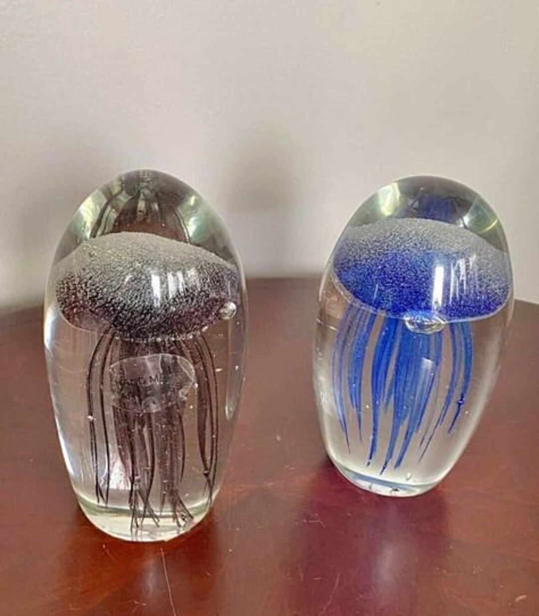 Vintage Art Glass Jellyfish Paperweight Controlled Bubbles Glow in Dark ...
