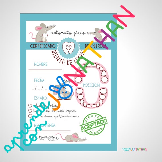 Little Mouse Perez Letter. Children's Tooth Loss Diploma. Milk