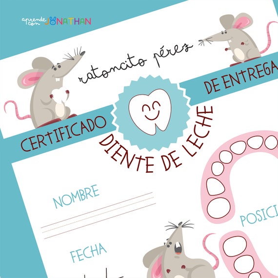 Little Mouse Perez Letter. Children's Tooth Loss Diploma. Milk