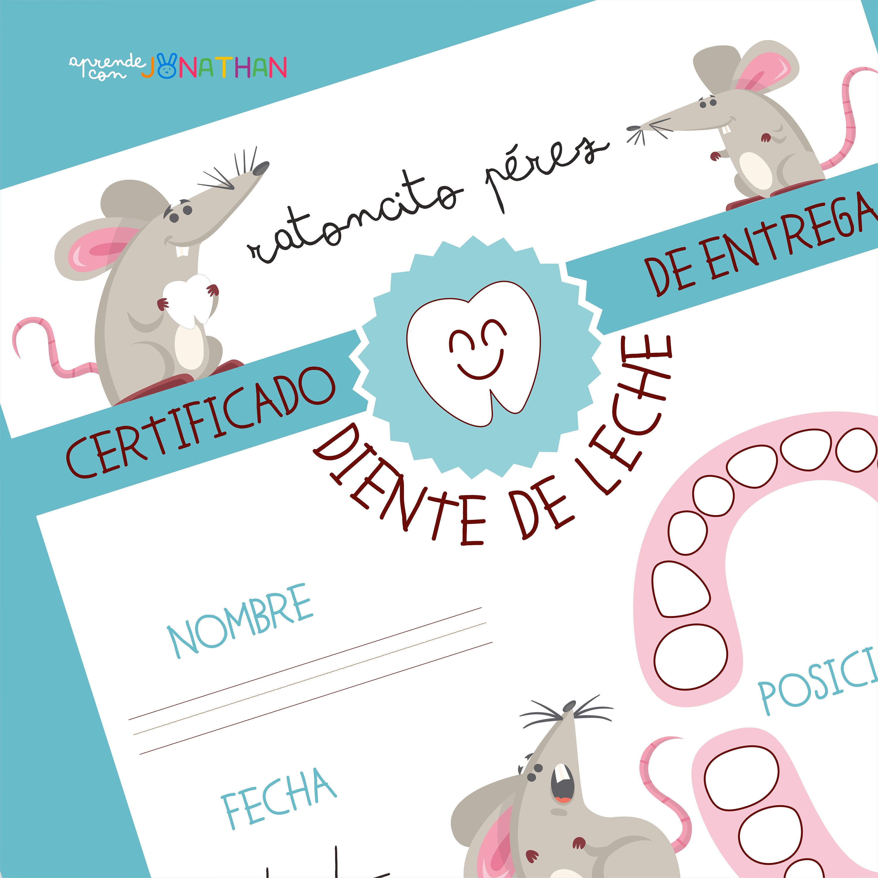 Little Mouse Perez Letter. Children's Tooth Loss Diploma. Milk