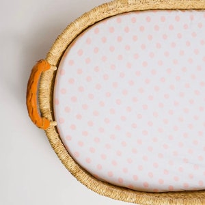 Funda de cambiador ajustable de algodón OEKO-TEX con lunares rosas, sábana cambiadora de pañales con contorno para bebé niña, ropa de cama esencial para decoración