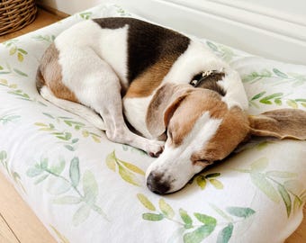 Floral Dog Bed Cover, Pet Bed Cover, Washable Dog Bed Cover, Cotton Dog Fitted Sheet, Small Medium Large,Round Rectangle Square, Replacement