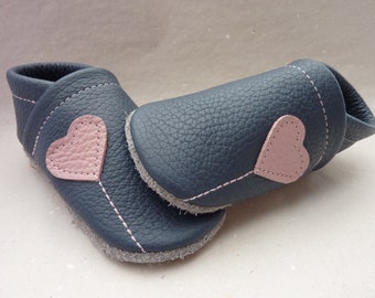 Crawling shoes, leather slippers, walking shoes, leather baby shoes, slippers, navy blue, Pumi slippers, navy