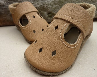 Leather slippers summer, baby sandals, summer shoes, crawling shoes summer, crawling shoes, caramel