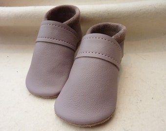 Rose, chaussons rampants, chaussons cuir, chaussons rampants, uni, vieux rose, mauve