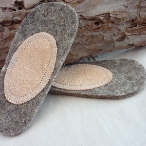 Wool felt insoles for baby shoes, baby shoes, leather shoes, sheep's wool, natural product, natural color image 2