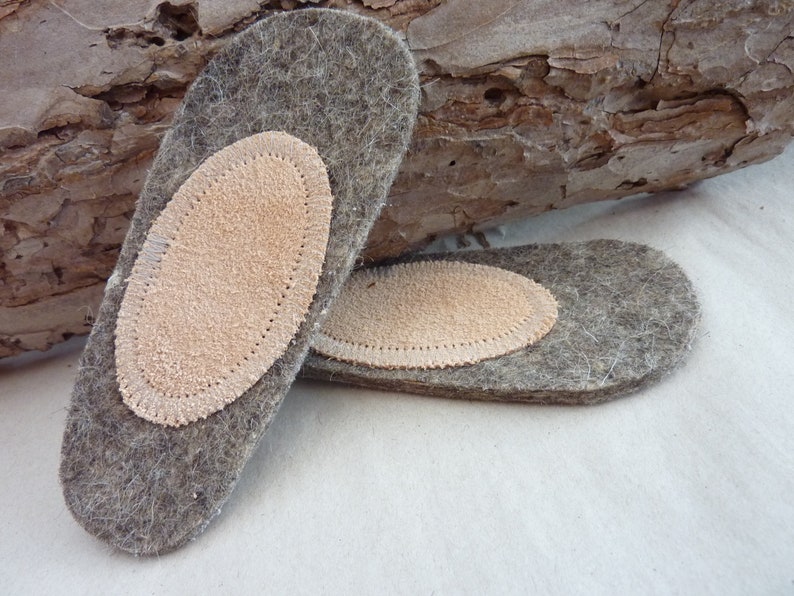 Wool felt insoles for baby shoes, baby shoes, leather shoes, sheep's wool, natural product, natural color image 2