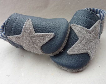 Crawling shoes, leather slippers, crawling slippers, star, walking shoes, leather baby shoes, Pumi slippers, handmade