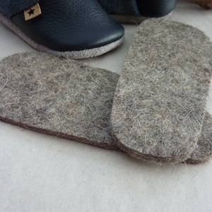 Wool felt insoles for baby shoes, baby shoes, leather shoes, sheep's wool, natural product, natural color image 1