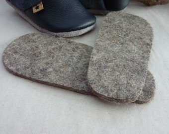 Wool felt insoles for baby shoes, baby shoes, leather shoes, sheep's wool, natural product, natural color