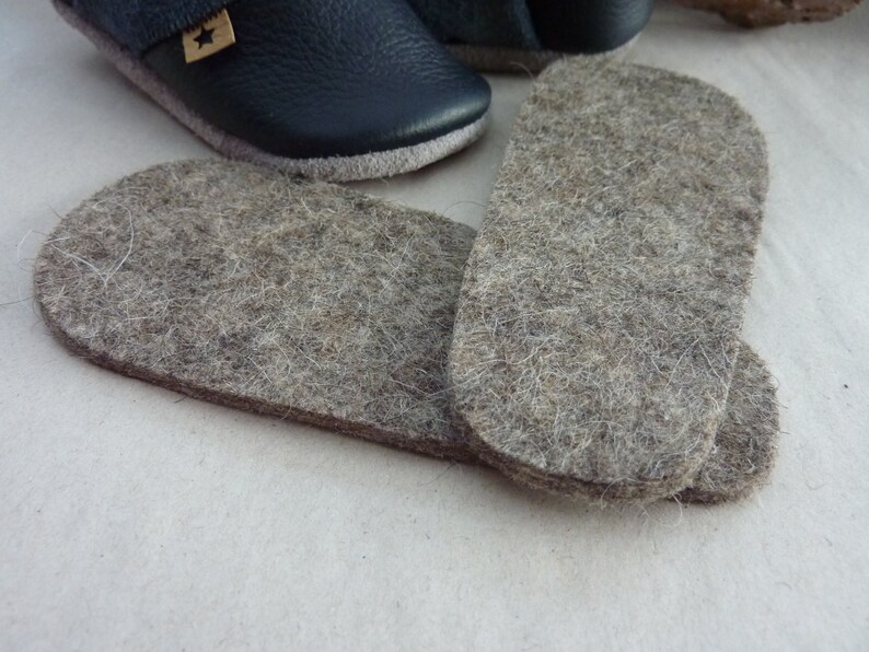 Wool felt insoles for baby shoes, baby shoes, leather shoes, sheep's wool, natural product, natural color image 1