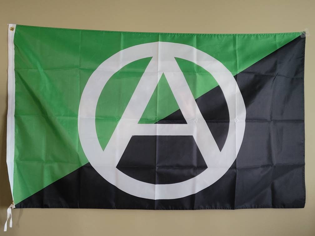 Vintage Anarcho-Primitivist Green Anarchy Flag Shirt Vintage Anarcho-Primitivist Green Anarchy Flag Shirt