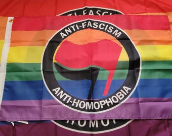 Anti-fascism Anti-homophobia SMALL 2X3FT Flag Banner (007) Antifa Anti-nazi Antifascist Antifascist Antifascism LGBT LGBTQI Gender
