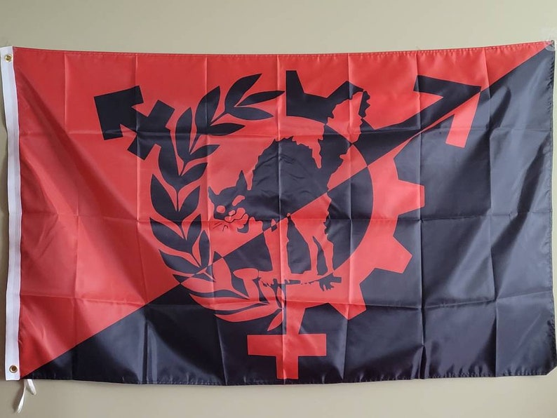 Anarchist Black Cat Flag Banner 3x5Ft Antifa Antifascist | Etsy