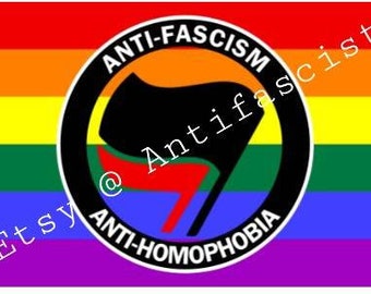 Anti-fascism Anti-homophobia (2) Antihomophobe Action Flag Banner 3x5Ft Antifa Anti-nazi Antifascist LGBT Pride