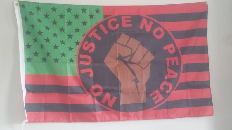 Black Lives Matter No Justice No Peace 5 Afro American Flag Banner 3x5Ft Anti-racist Anti-fascism Human Panthers #BLM #BlackLivesMattters