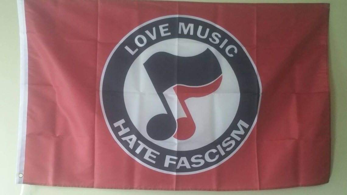 Love Music Hate Fascism Flag Banner 3x5Ft Antifa Antifascist Etsy