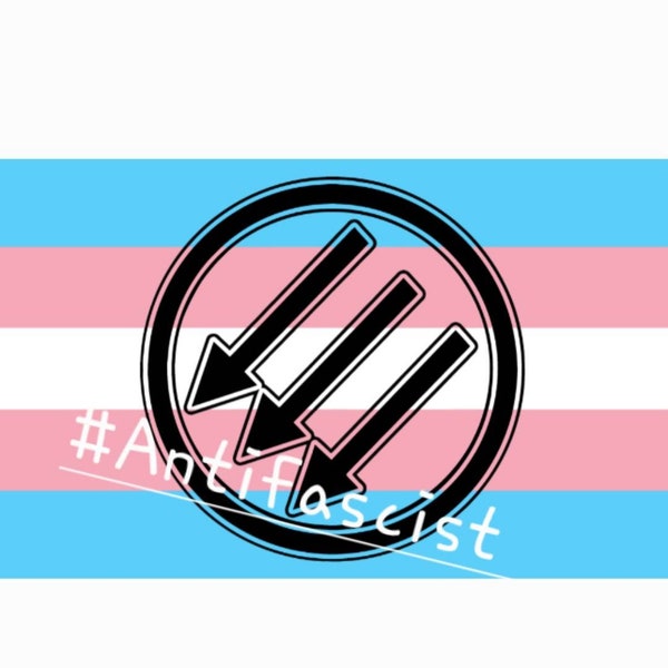 Bannière de drapeau transgenre à trois flèches 3x5Ft Action anti-transphobe Transphobie Transphobe Antifasciste Antifa Anti-fascisme Anti-homophobie