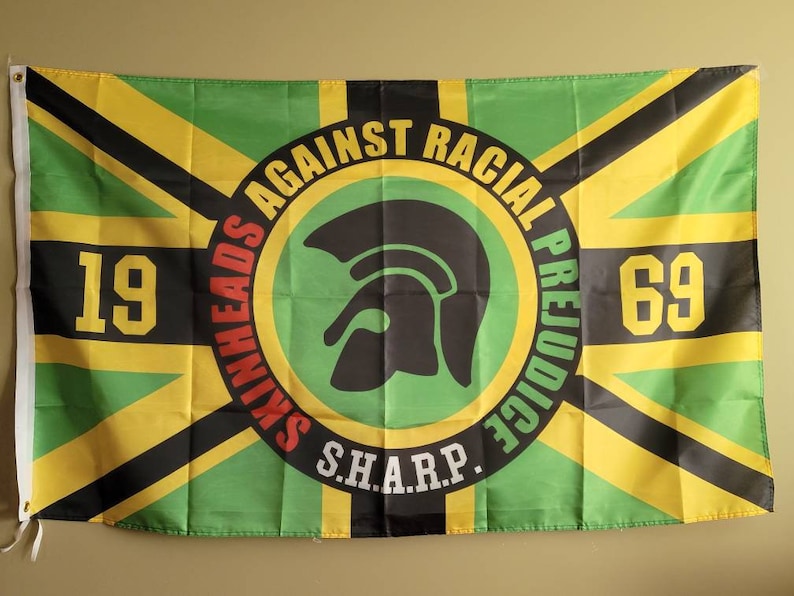 Skinheads Against Racial Prejudice SHARP 1969 3 Flag Banner 3x5Ft S.H.A.R.P. Punk Oi Hardcore Alternative Antifa Antifascist symbol flag image 3