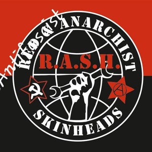 Rode en anarchistische skinheads (R.A.S.H) Vlagbanner Antifascistische Antifa Antinazi Antifascisme Antifascistisch communistisch communisme RASH SHARP PUNK