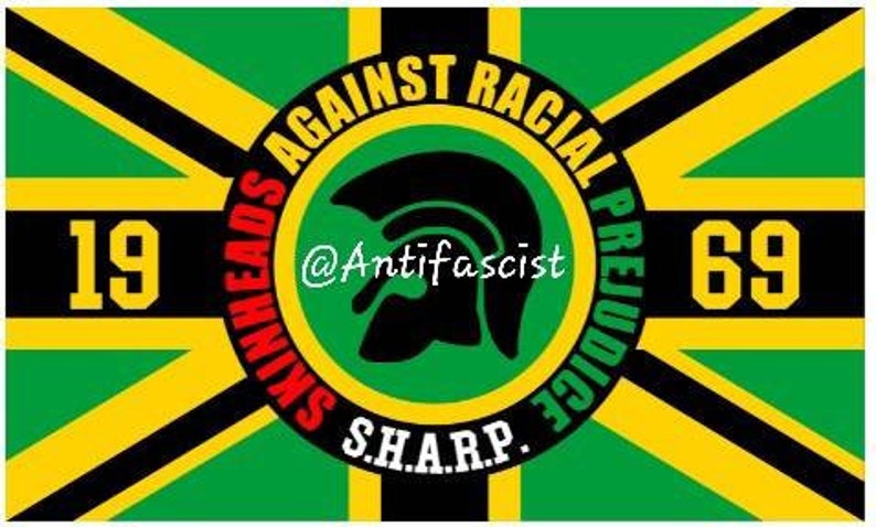 Skinheads Against Racial Prejudice SHARP 1969 3 Flag Banner 3x5Ft S.H.A.R.P. Punk Oi Hardcore Alternative Antifa Antifascist symbol flag image 1