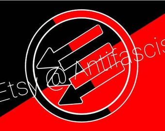 Bandera antifa de tres flechas (12) de 3 x 5 pies, antifascismo, antifascista, antinazi, anarquista, anarquía, antifascismo, antifascista
