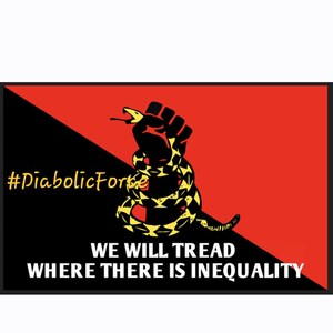 Pisaremos donde haya desigualdad, pancarta grande de 3 x 5 pies (009) Que se joda la serpiente, que se joda la extrema derecha, la extrema derecha, el antifascista, el antifa, el anarquista.