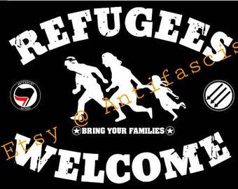 Refugees Welcome (1) - Bring Your Families Antifascist Action Antifa Version Flag Banner 3x5Ft