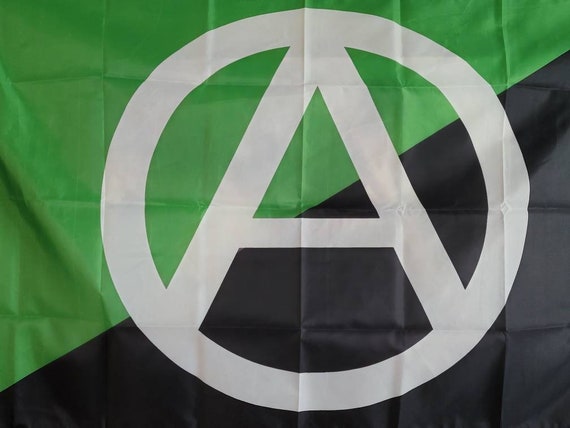Vintage Anarcho-Primitivist Green Anarchy Flag Shirt Vintage Anarcho-Primitivist Green Anarchy Flag Shirt