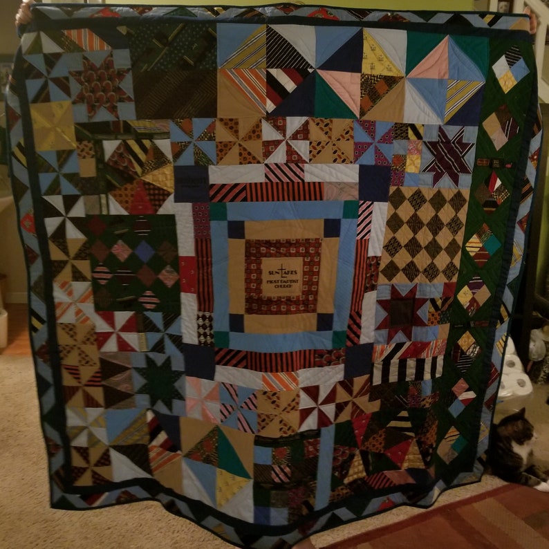 Memory Quilt Made from Silk Ties