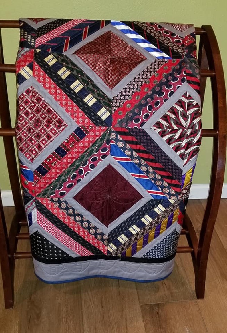 Memory Quilt Made from Silk Ties