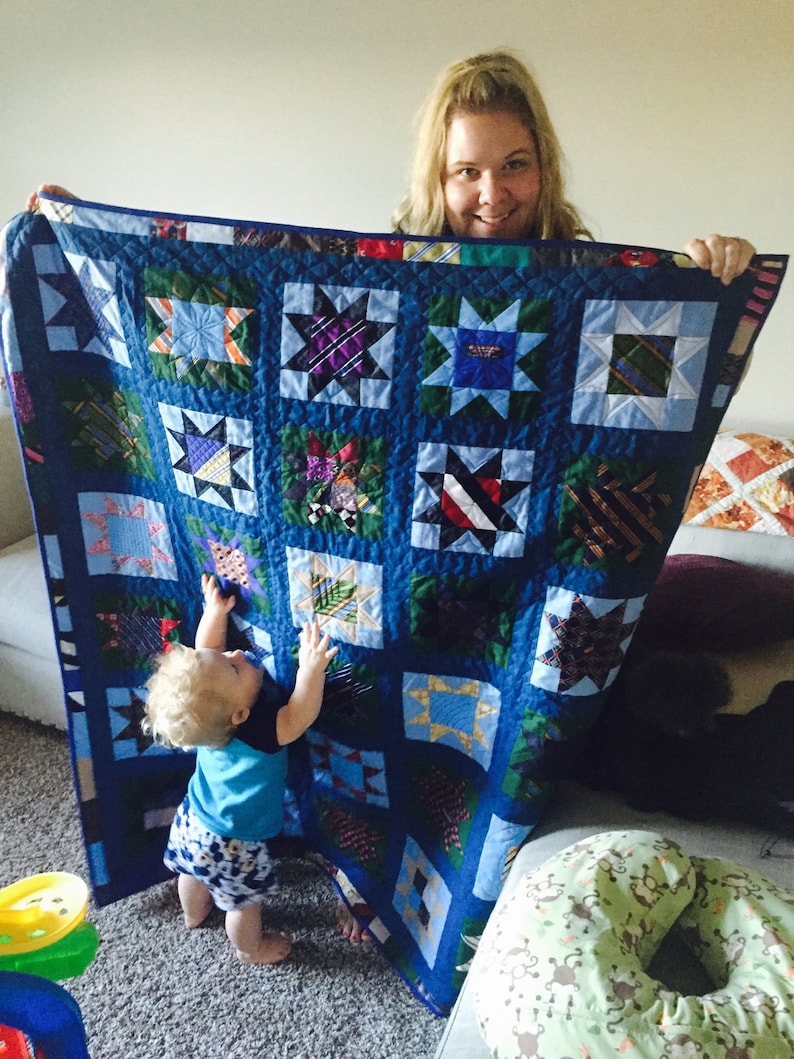 Memory Quilt Made from Silk Ties
