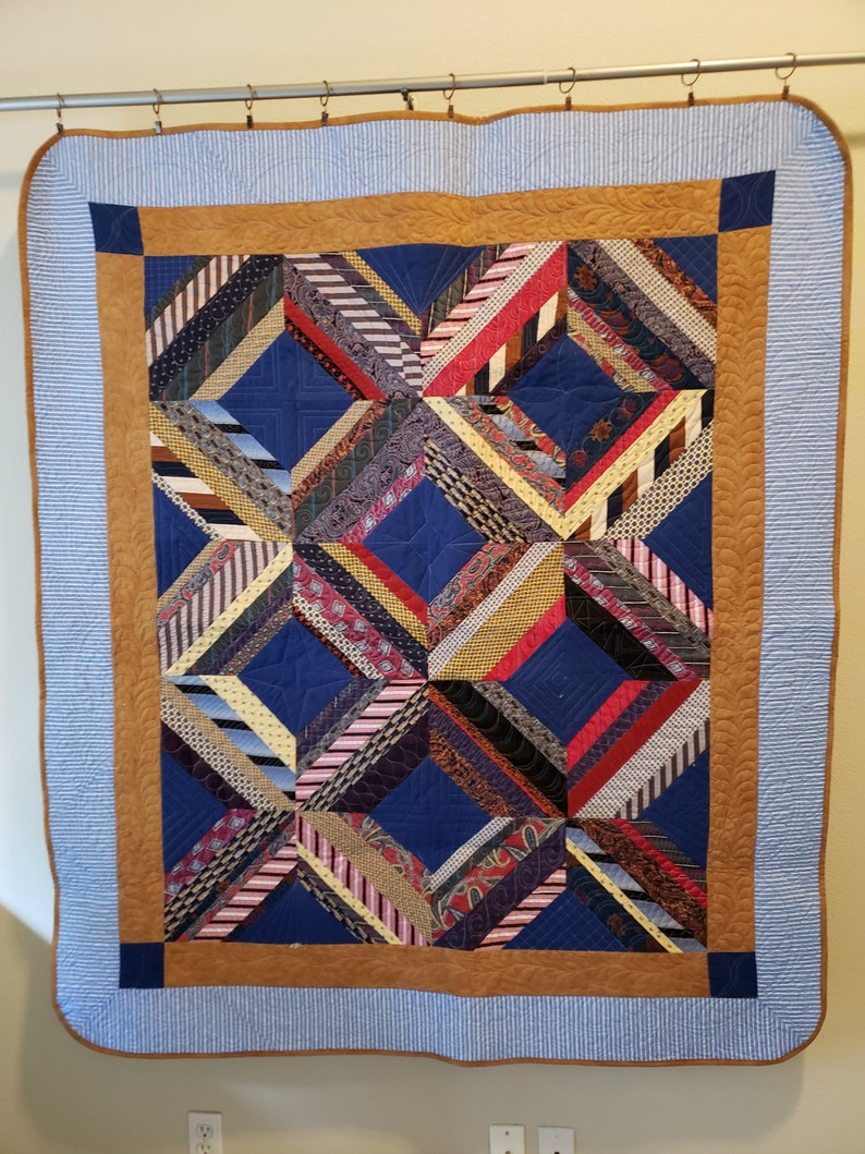 Memory Quilt Made from Silk Ties
