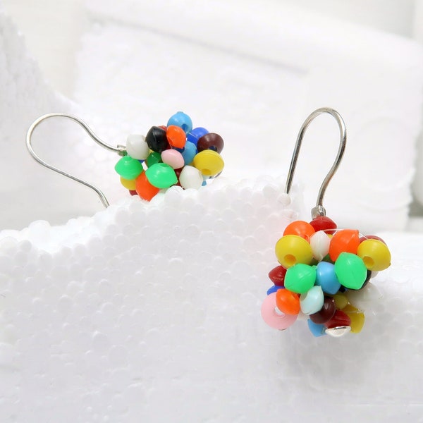 COLORFUL KLUMPEN earrings made of recycled children's necklace, silver earrings, silver AG 925