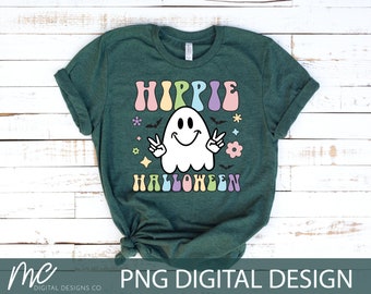 Hippie Ghost Halloween Halloween PNG - Sublimazione Design Download - DTG - Stampa su richiesta - fantasma png - Halloween png - spettrale png